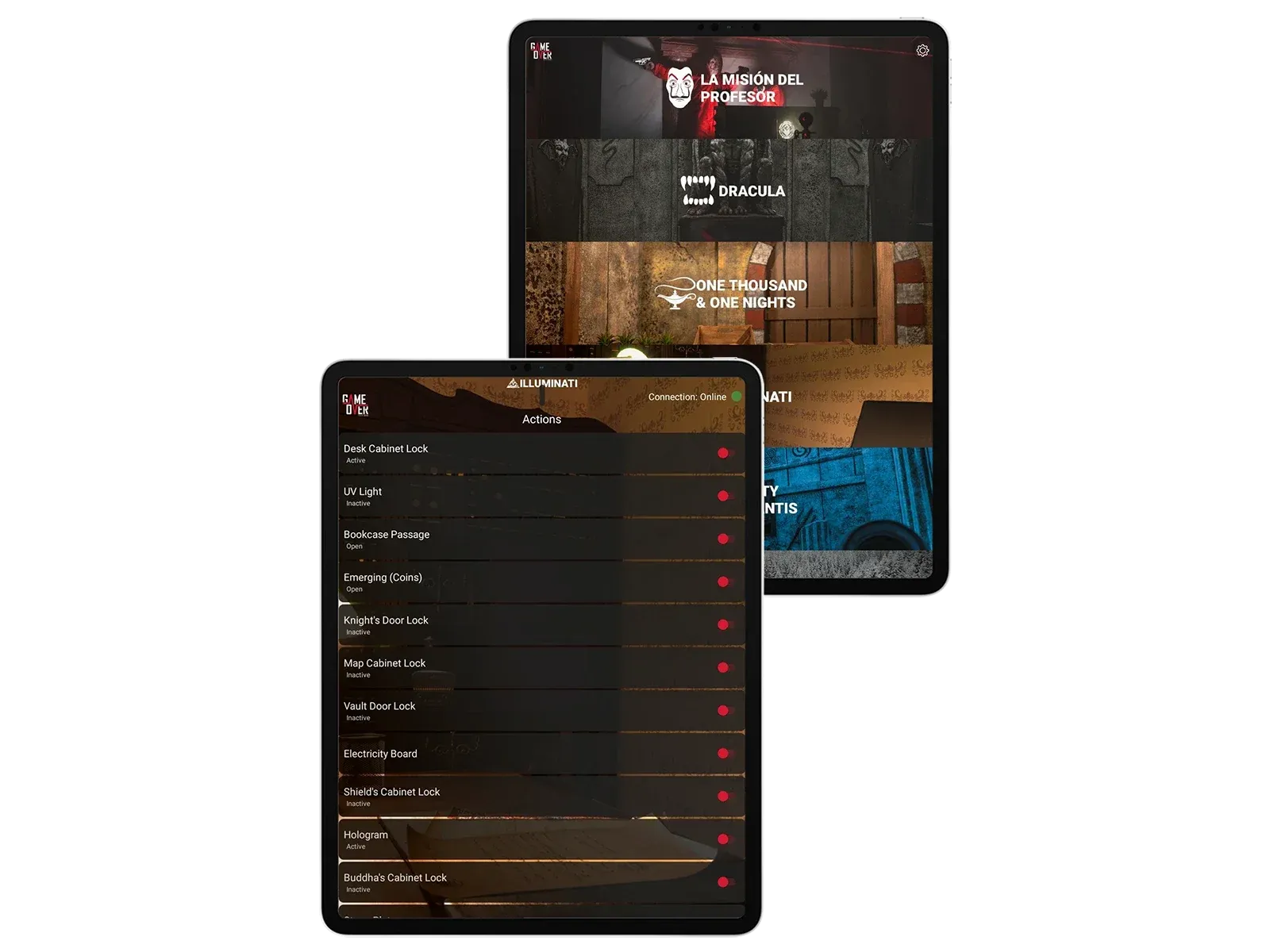 Room Control Panel auf einem Tablet